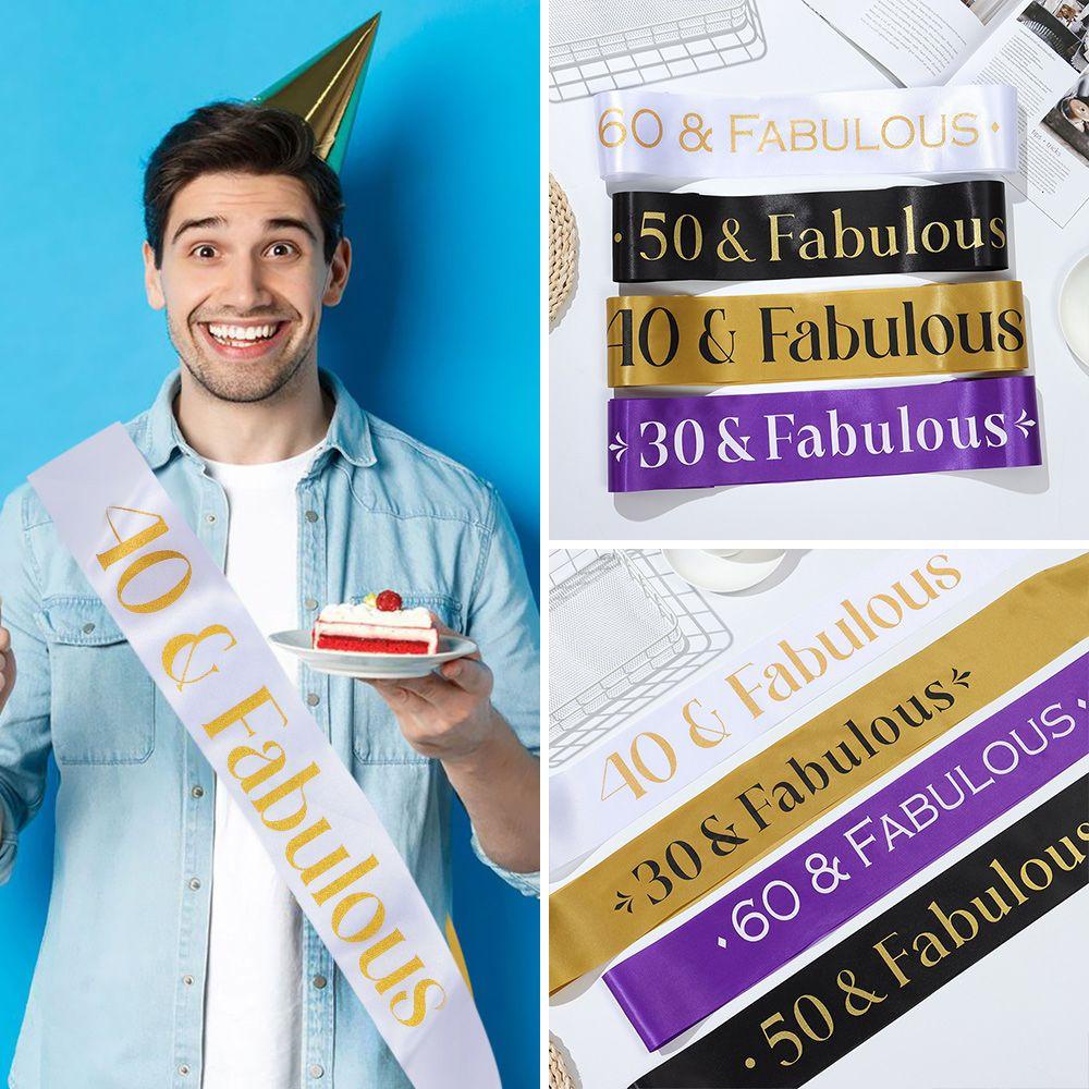 Băng Đeo Vai Vải Satin Lấp Lánh Làm Đồ Thủ Công Sinh Nhật 30th 40th 50th 60th 30 &amp; Fabulous