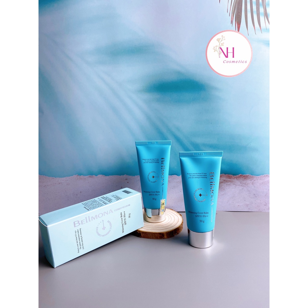 Kem che khuyết điểm chống nắng dưỡng trắng, làm dịu da nhạy cảm Bellmona Whitening Cover Balm 35/ PA ++
