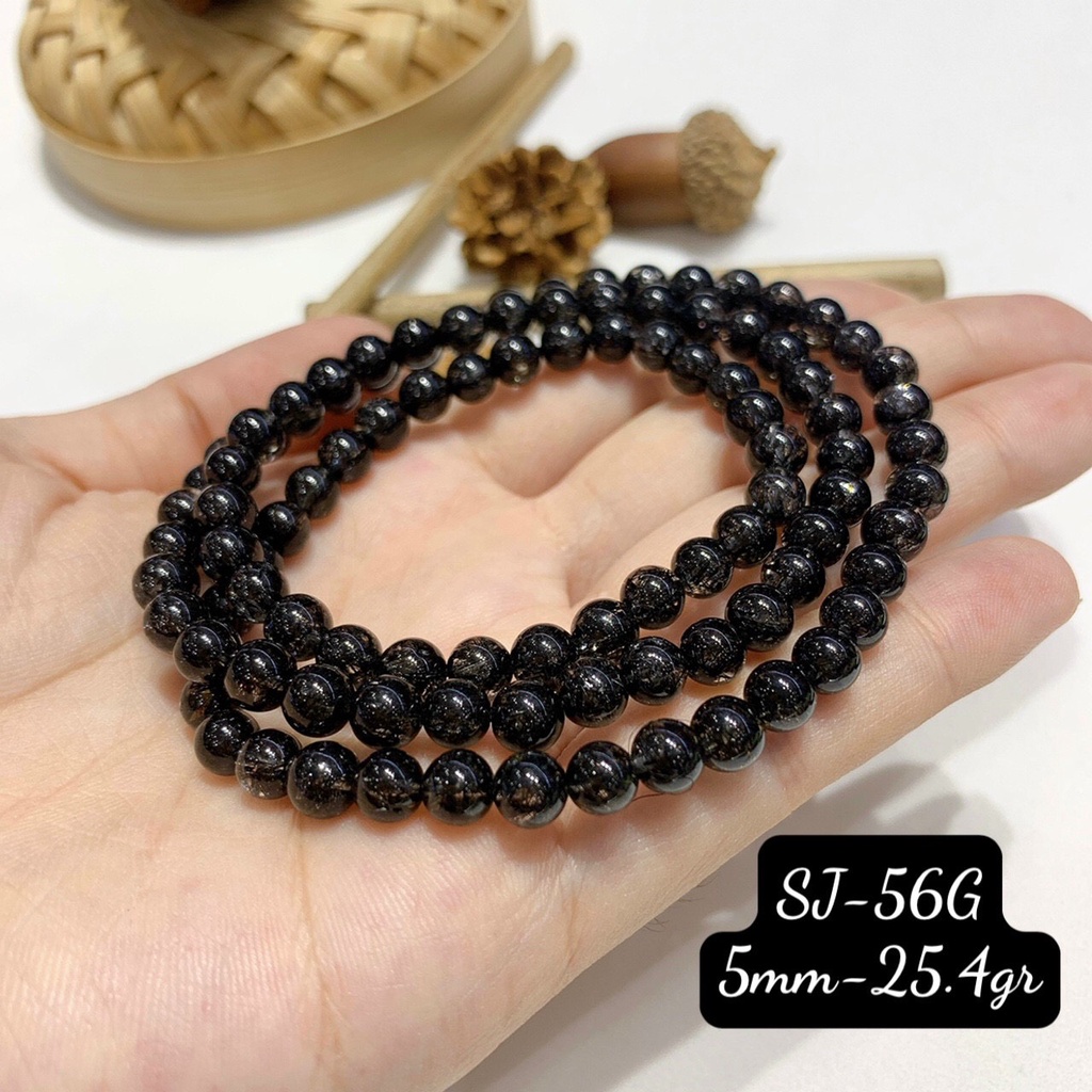 Chuỗi Vòng Quấn Tay 3 Vòng Tóc Đen Chuẩn 7A Size 4-6mm