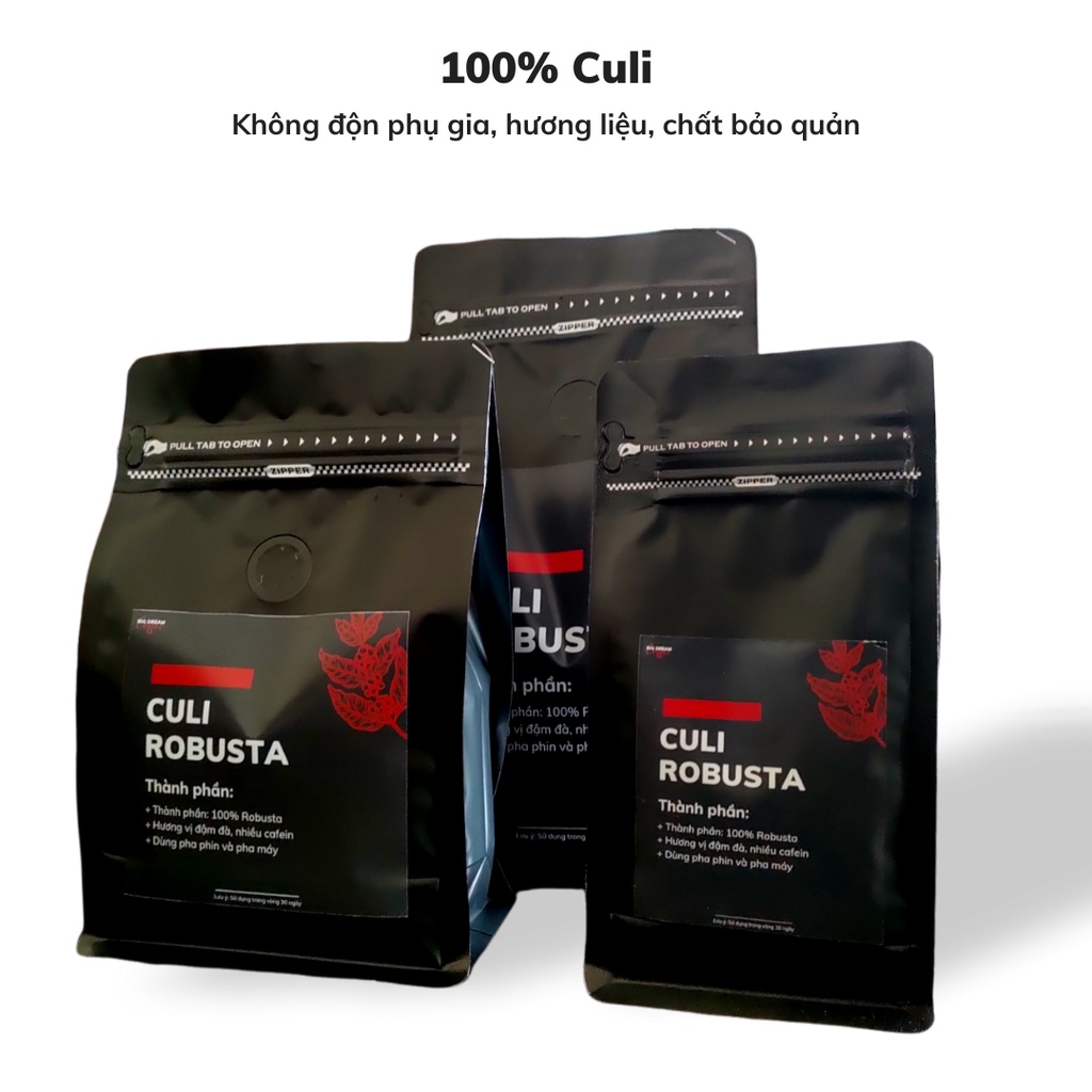 Cà phê nguyên chất CULI ROBUSTA 50g cafe rang xay nhiều cafein vị đắng và béo café pha phin - Big Dream Coffee | BigBuy360 - bigbuy360.vn