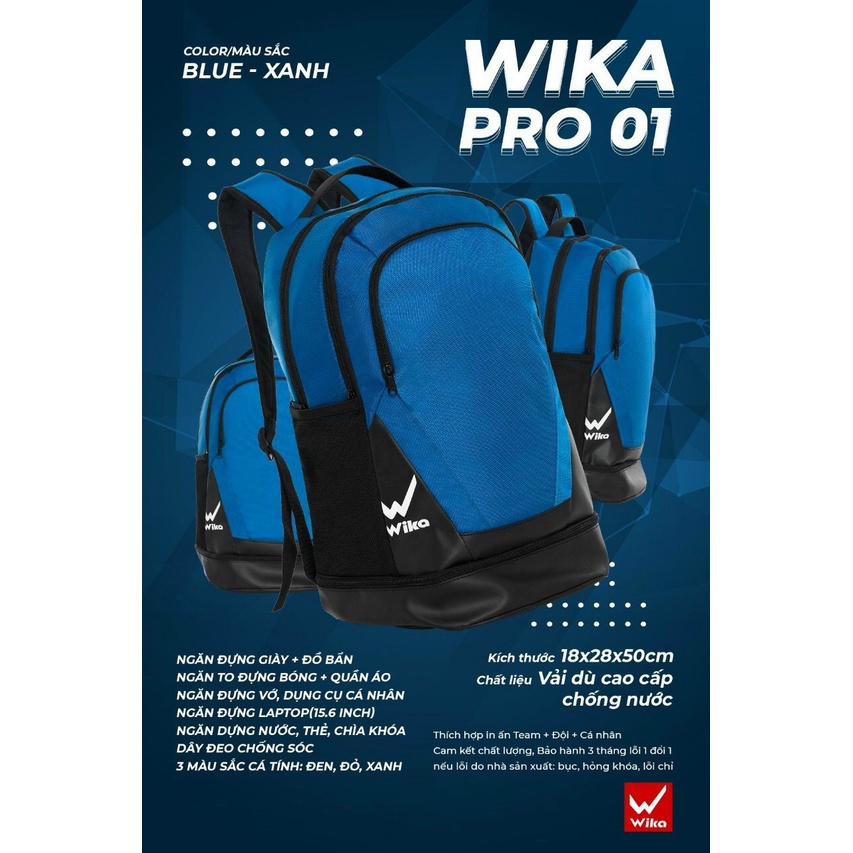 Balo Chính Hãng Wika Pro 01 Thiết Kế Rộng Rãi, Chất Liệu Cao Cấp Chắc Chắn, Gồm 5 Ngắn Balo1