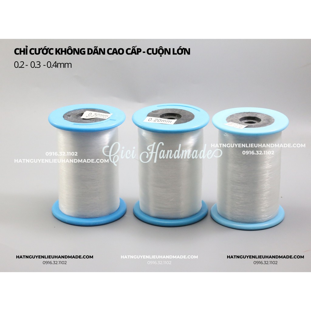 Chỉ cước trong không dãn xỏ vòng khâu túi cước câu cá - cuộn lớn chuyên làm trang sức, đính váy đá, cườm
