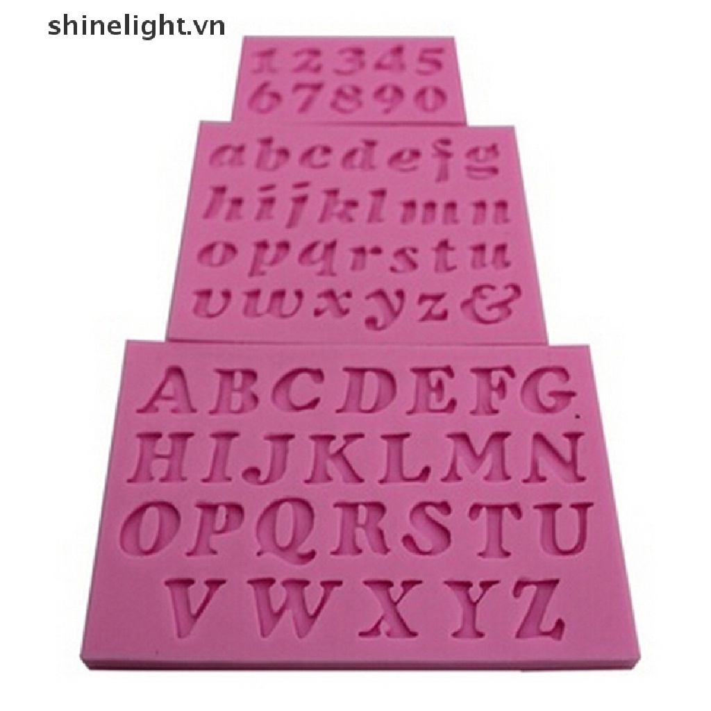 Bộ 3 Khuôn Silicon Hình Chữ Cái &amp; Số Mini Dùng Trang Trí Bánh Kem DIY