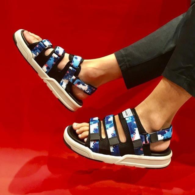 Giày Sandal Vento 3 Quai Ngang SD1001 Blue Camo Thế Hệ Gen Z [Đế IP cao 3cm] -h91