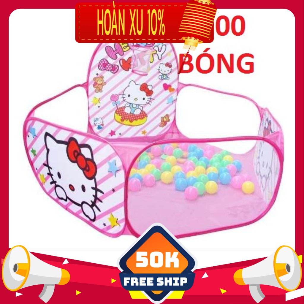 LỀU BÓNG HELLO KITTY TẶNG KÈM 100 BÓNG CHO BÉ YÊU