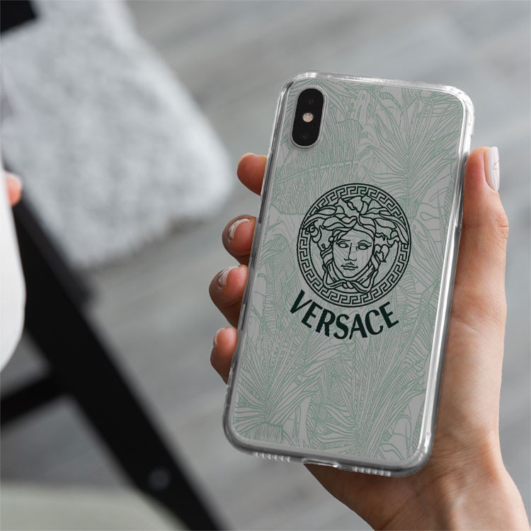 Ốp Lưng  sang chảnh ốp IP in logo versace nền hình lá cực sang dành cho Iphone 6 đến 12 promax BRD20210184