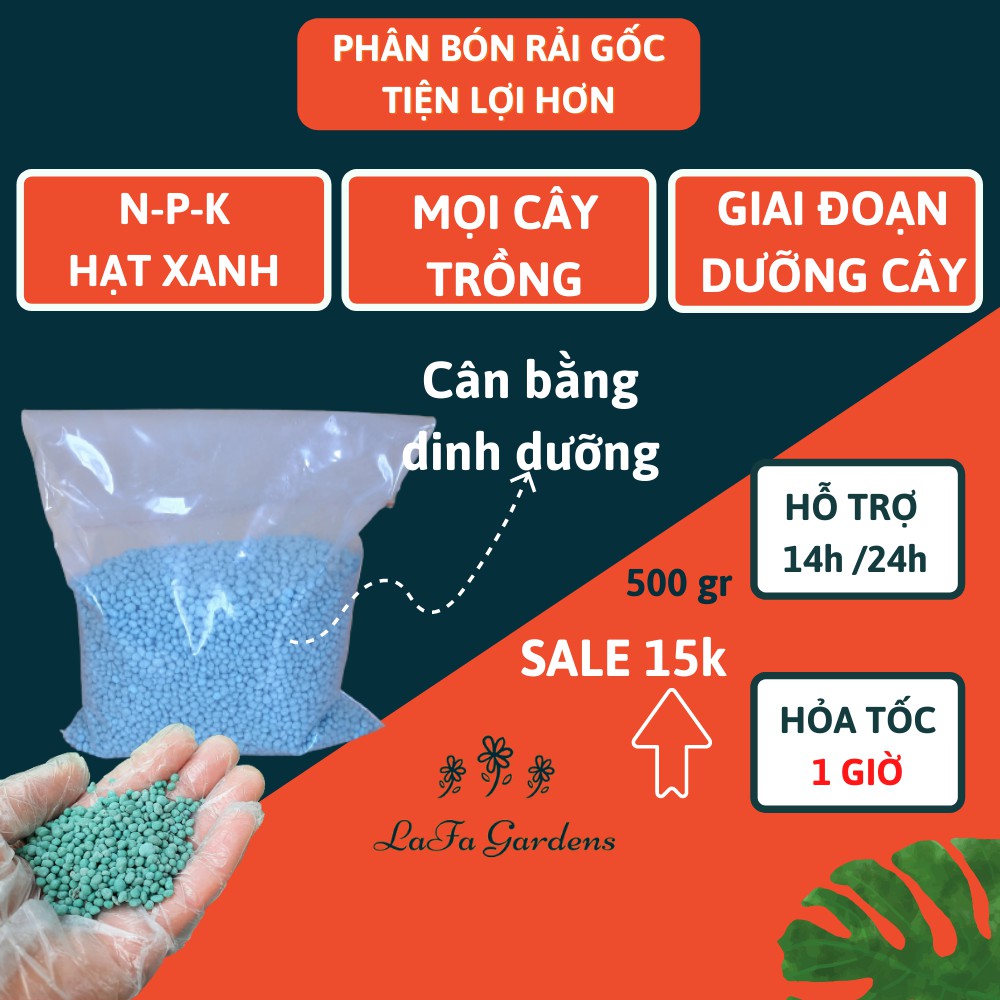 Phân bón Npk cho cây hoa kiểng gói 500gram phân màu xanh ngọc tiện lợi khi sử dụng cây hoa lớn nhanh