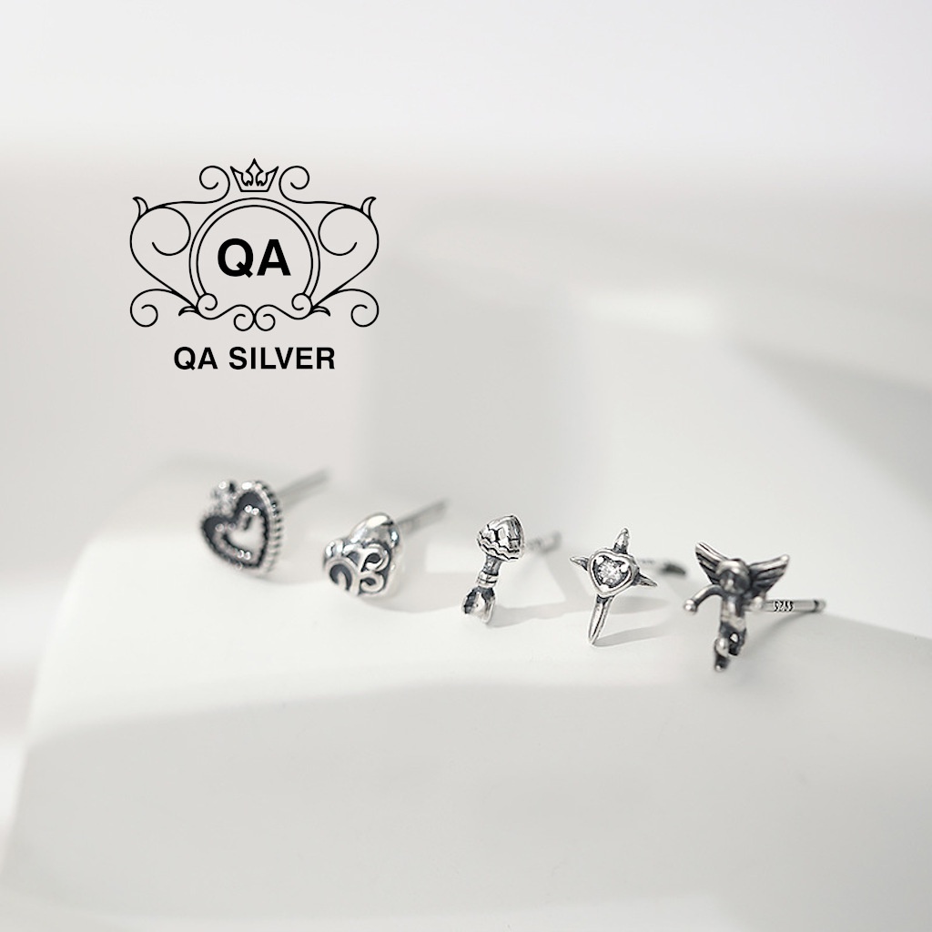 Set khuyên tai bạc 925 thiên thần trái tim S925 ANGEL Silver Earrings QA SILVER EA220505