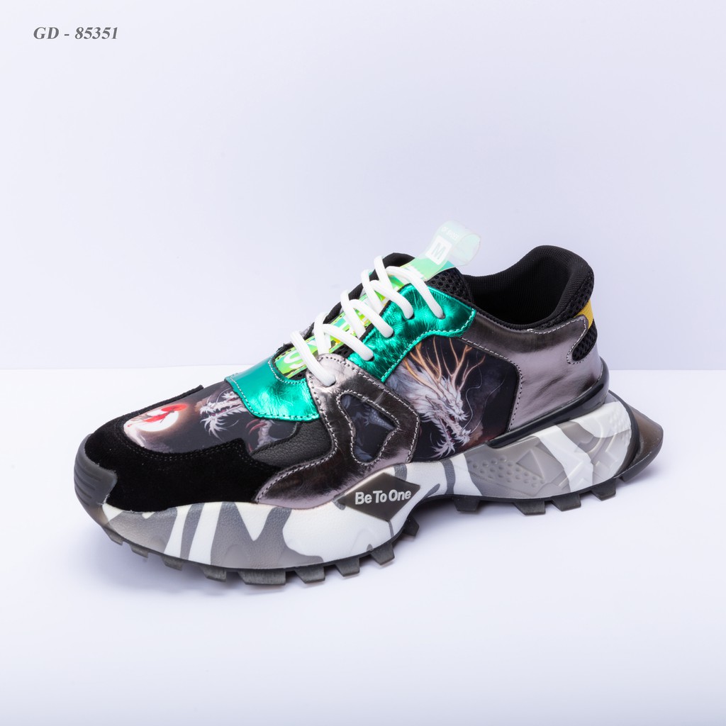 Giày nam sneaker họa tiết đẹp, chất liệu da kết hơp đế tăng chiều cao GD85351 | BigBuy360 - bigbuy360.vn