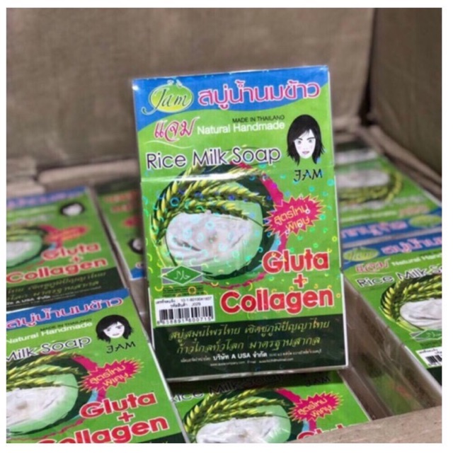 lốc 12 cục Xà Phòng Cám Gạo Thái Lan Jam Rice Milk Soap