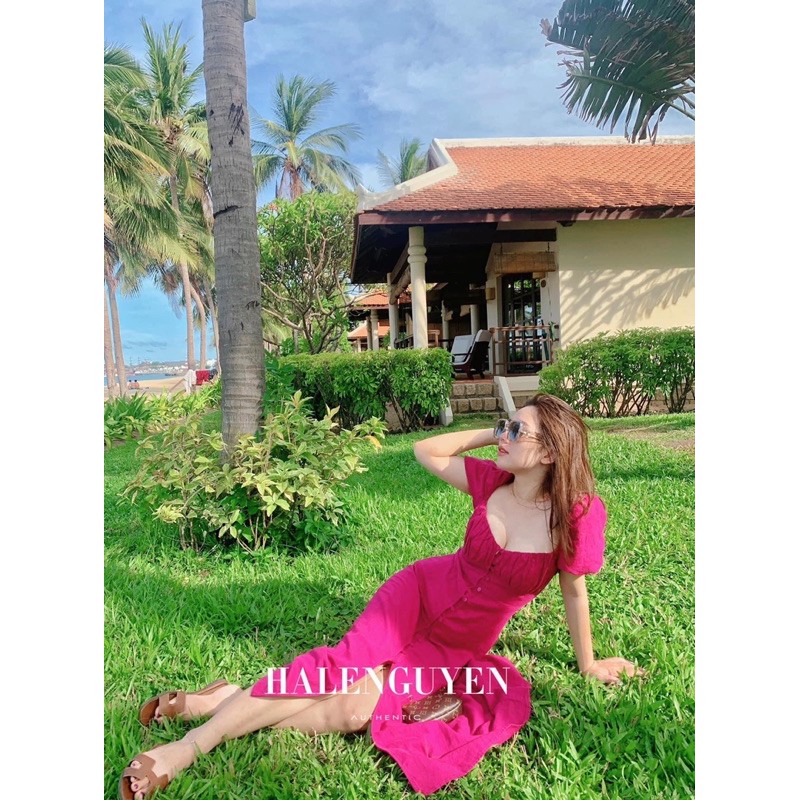 [CÓ SẴN -XUẤT-ẢNH THẬT] Váy đầm maxi Zara xuất xịn vải linen chuẩn tay bồng màu hồng tím đi biển du lịch | BigBuy360 - bigbuy360.vn