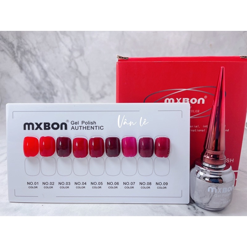 sơn gel mxbon set đỏ 9 màu lên màu chuẩn đẹp