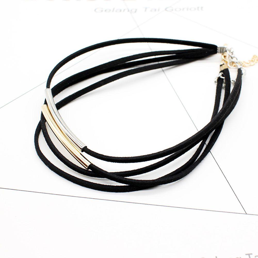ANEMONE Vòng Cổ Choker Dây Đôi Bằng Nhung Đen Thời Trang Hàn Quốc