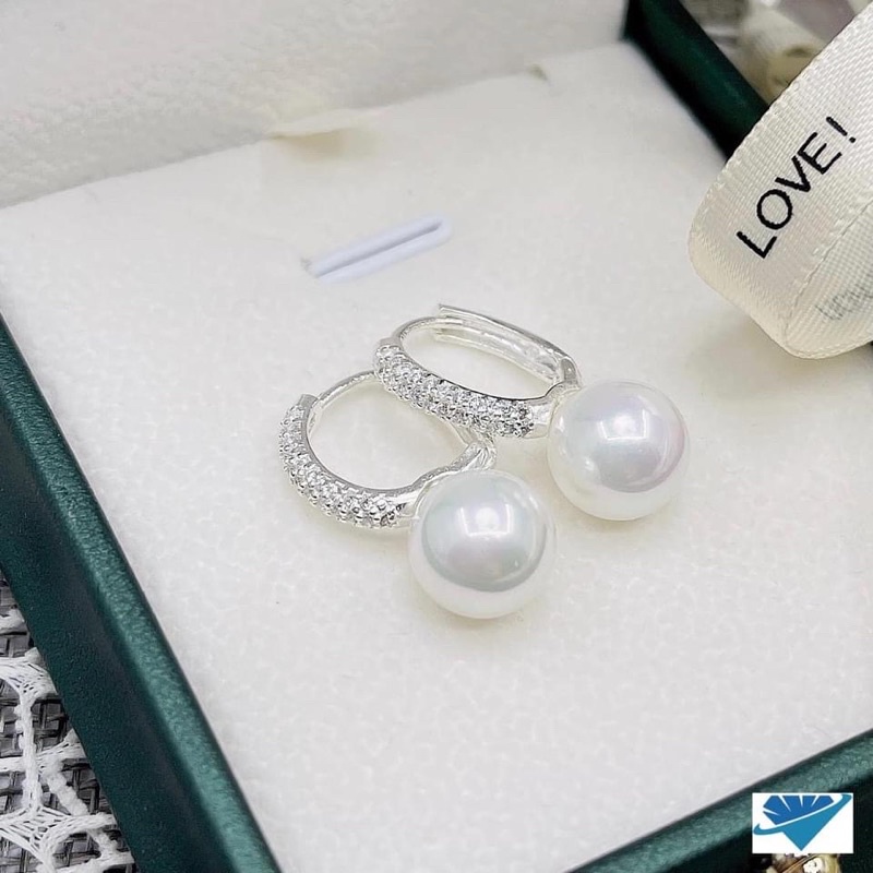 Bông tai nữ gắn trai-Bông tai trai gắn đá sang trọng -Bông tai bạc ta THJ