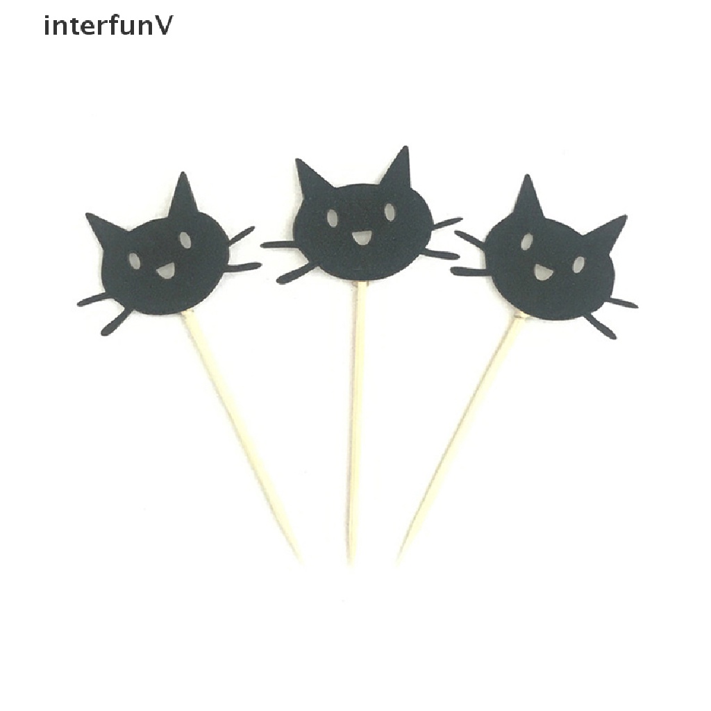 Set 12 Thẻ Cắm Bánh Kem Hình Mèo Trang Trí Tiệc Cưới / Sinh Nhật