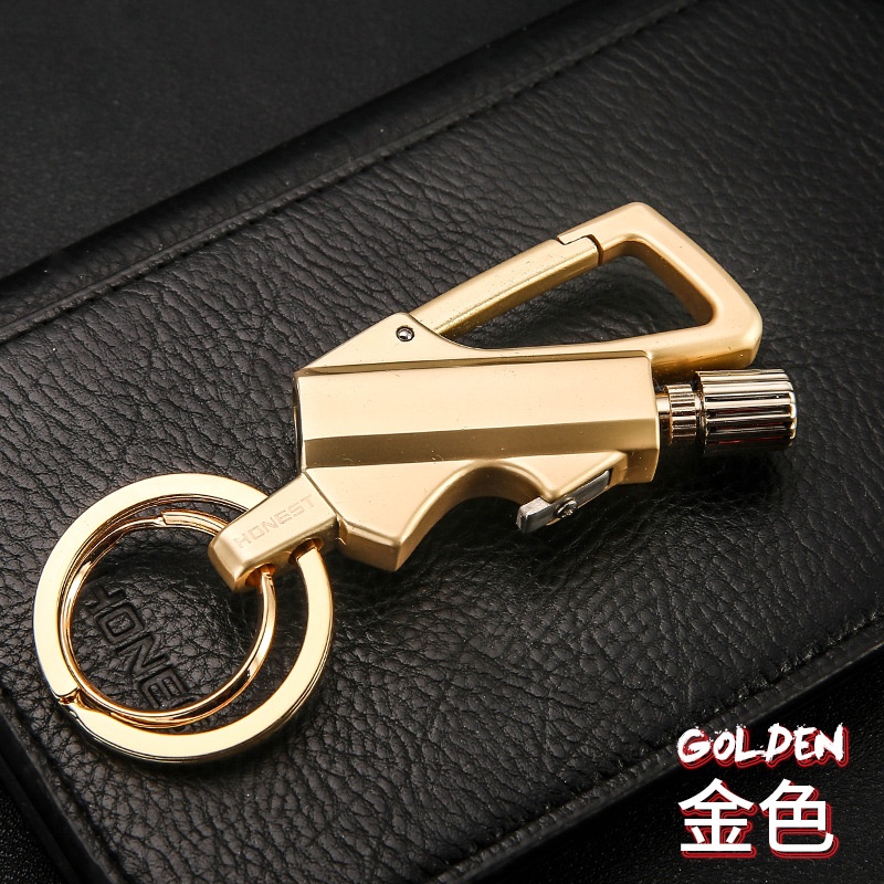 {Xả Kho} Quẹt Bật Khò Đánh Lửa Diêm xăg Vĩnh Cửu Kiêm Móc Khóa mầu vàng BCK2-666
