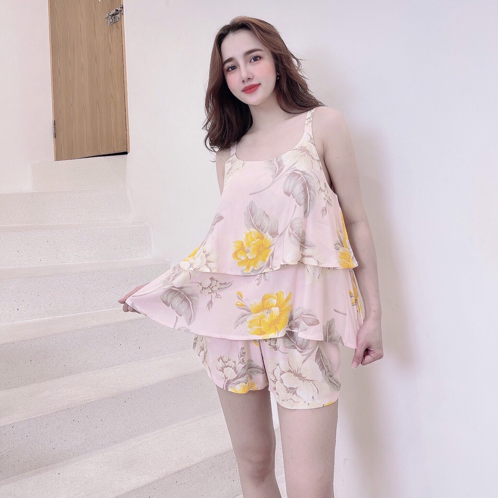 Đồ Mặc Nhà, Bộ Ngủ Nữ Đùi, Áo Dây 2 Tầng Sexy Họa Tiết Dễ Thương Chất Tole Lanh Mát, Mịn, Không Nhăn, YENBEAUTY MN11000 | BigBuy360 - bigbuy360.vn