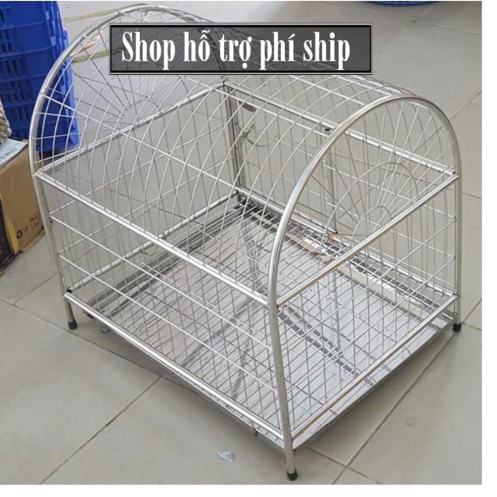 Chuồng chó mèo inox mái vòm và mái vuông Lồng inox xịn tặng kèm khay hứng inox