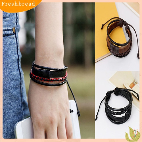 Bộ Đồ Thời Trang Thiết Kế Dễ Thương Cá Tính| Vòng Tay Unisex Giả Da NhiềU SợI ĐíNh Trang Trí NhiềU KiểU DáNg