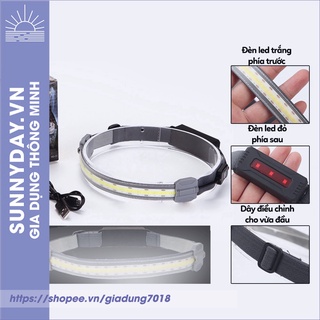 Đèn pin đội đầu siêu sáng mini, đèn led đội đầu đeo trán chống nước sạc điện usb Sunnyday.vn