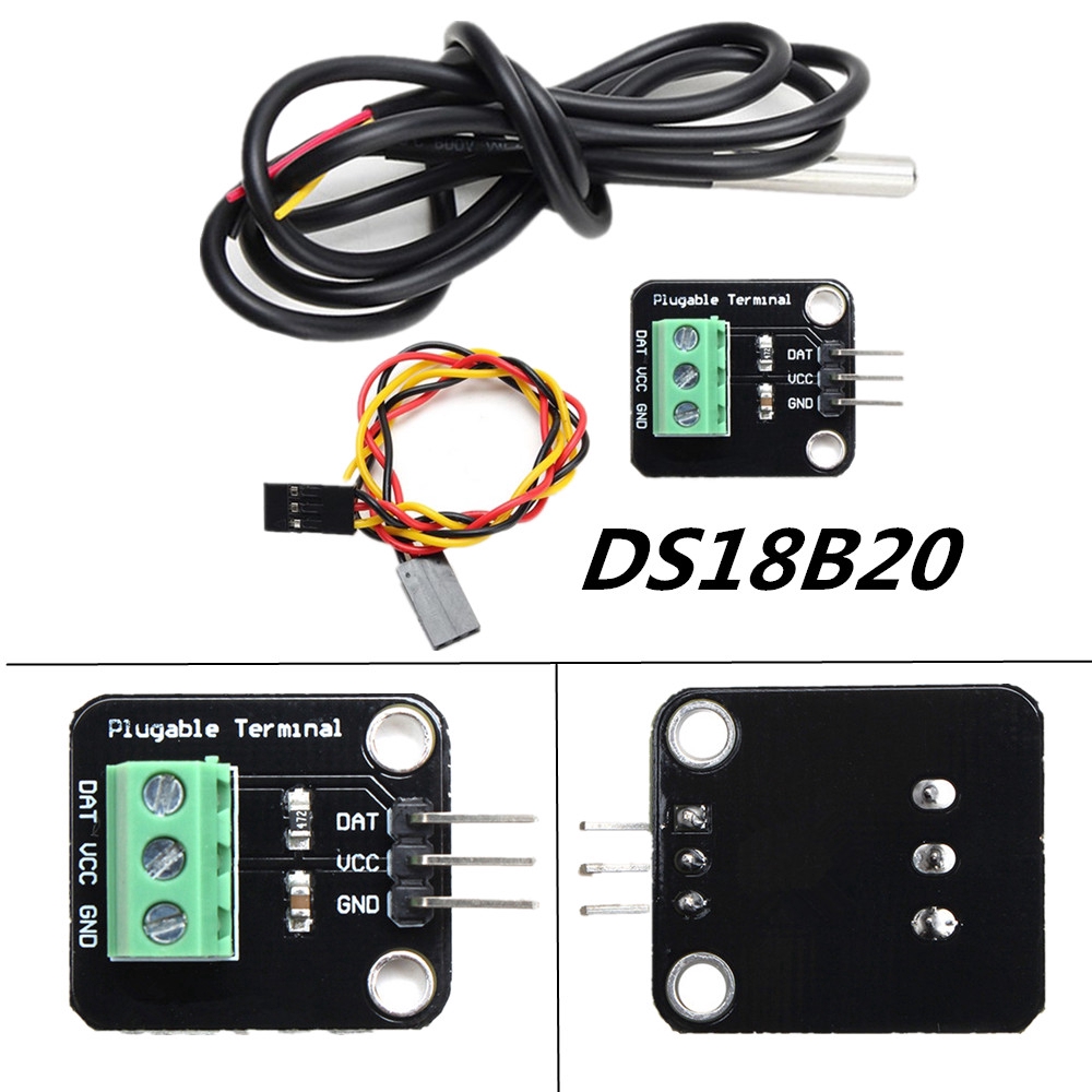 【READY STOCK】DS18B20 Module cảm biến nhiệt độ Đầu dò chống nước + Bộ chuyển đổi đầu cuối có thể cắm cho Arduino