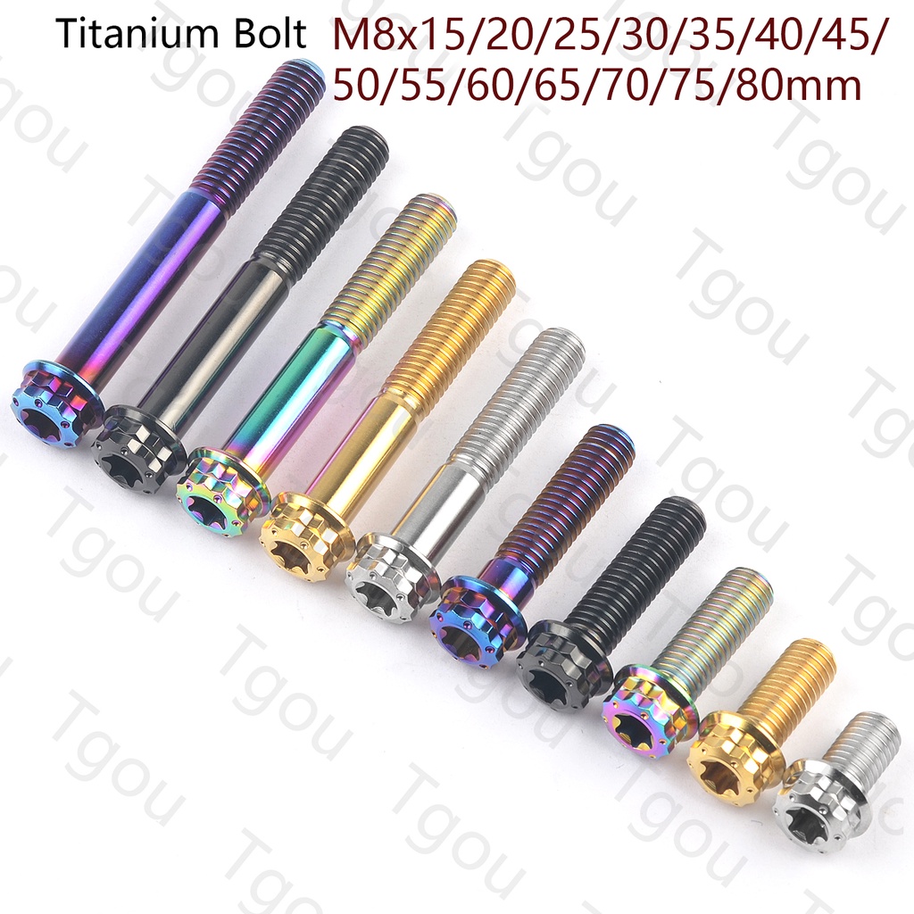 Bu Lông Lục Giác Bằng Titan M8x15 / 20 / 25 / 30 / 35 / 40 / 45 / 50 / 55 / 60 / 65 / 70 / 75 / 80mm Pitch1.25mm 12 Điểm Chuyên Dụng Cho Xe Máy