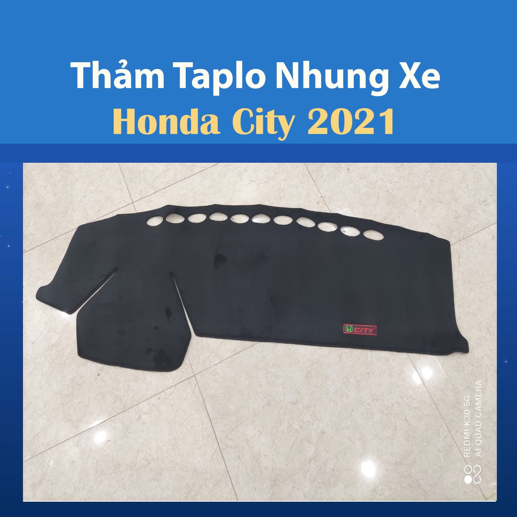 Thảm Taplo Honda City 2021 2022 Màu Đen Chất Liệu Nhung Lông Cừu Đế Có Chống Trượt, Đường may tinh tế,chuẩn form xe