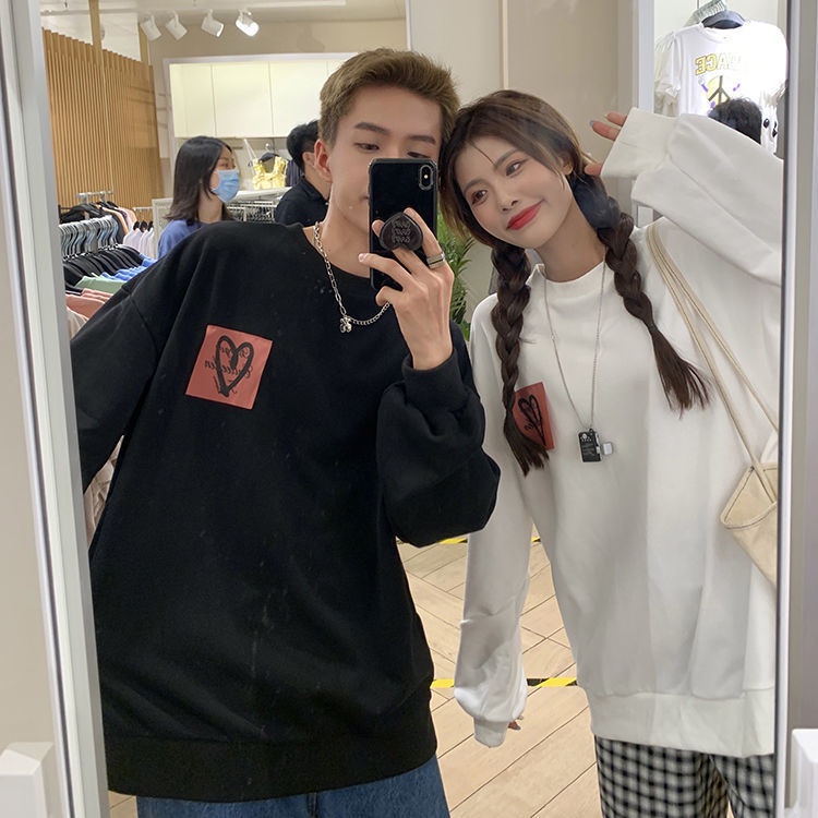Áo Sweater Tay Dài Dáng Rộng Phong Cách Hàn Quốc Thời Trang Xuân Thu Dành Cho Cặp Đôi