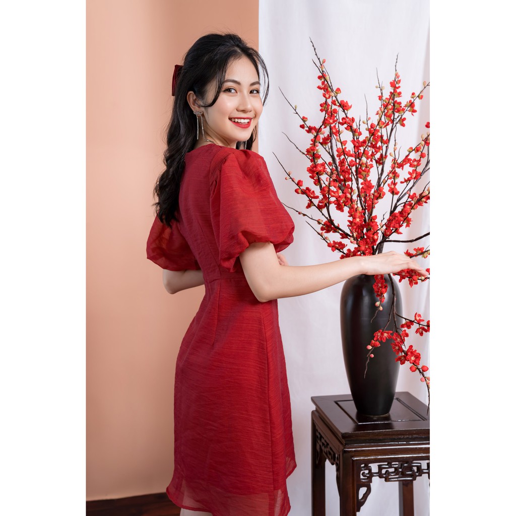 Đầm Tơ Dự Tiệc YODY Thêu Tay Bồng Siêu Xinh VAN4084