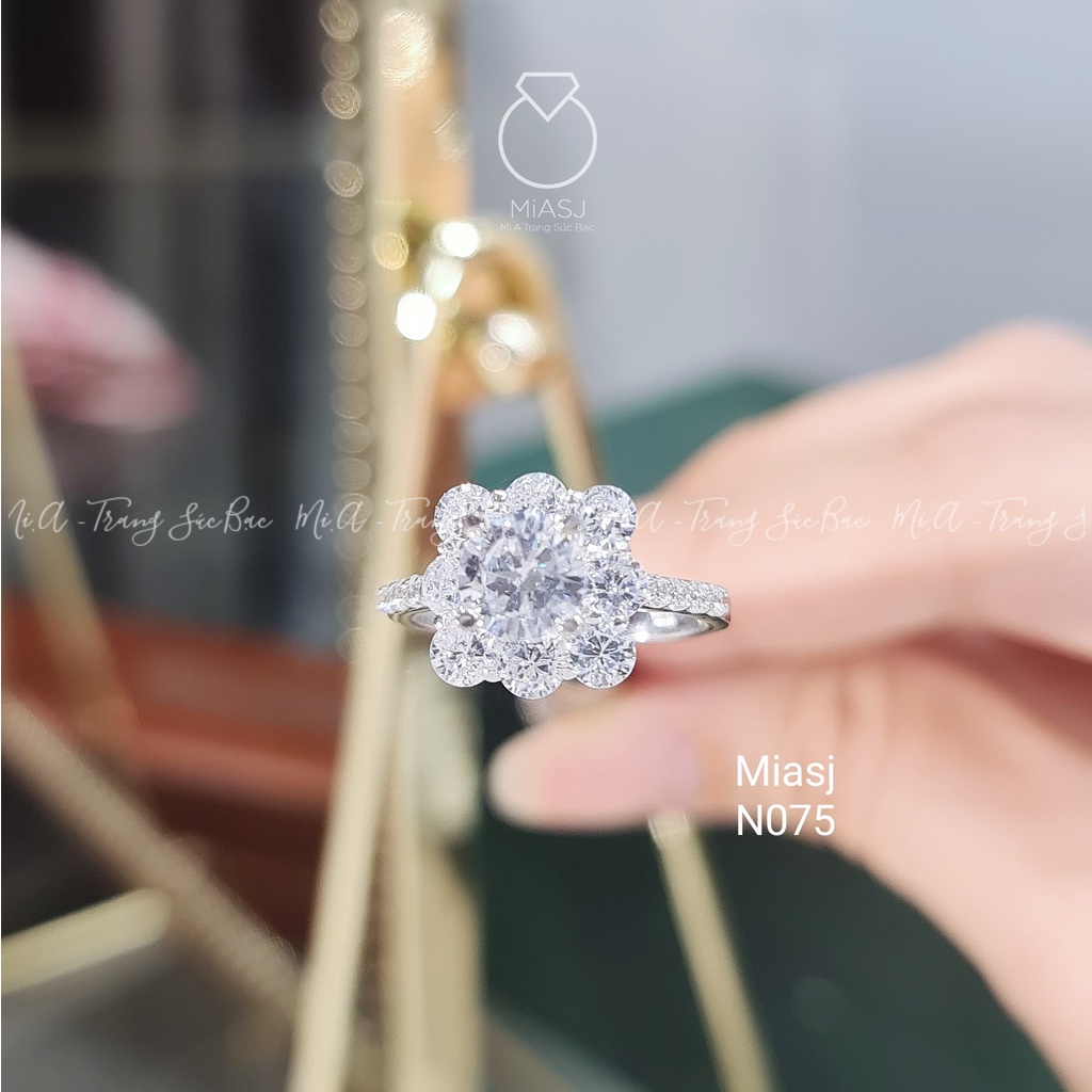 Nhẫn bạc Ý S925 nữ đính đá hột CZ nhân tạo cao cấp MiASJ N075