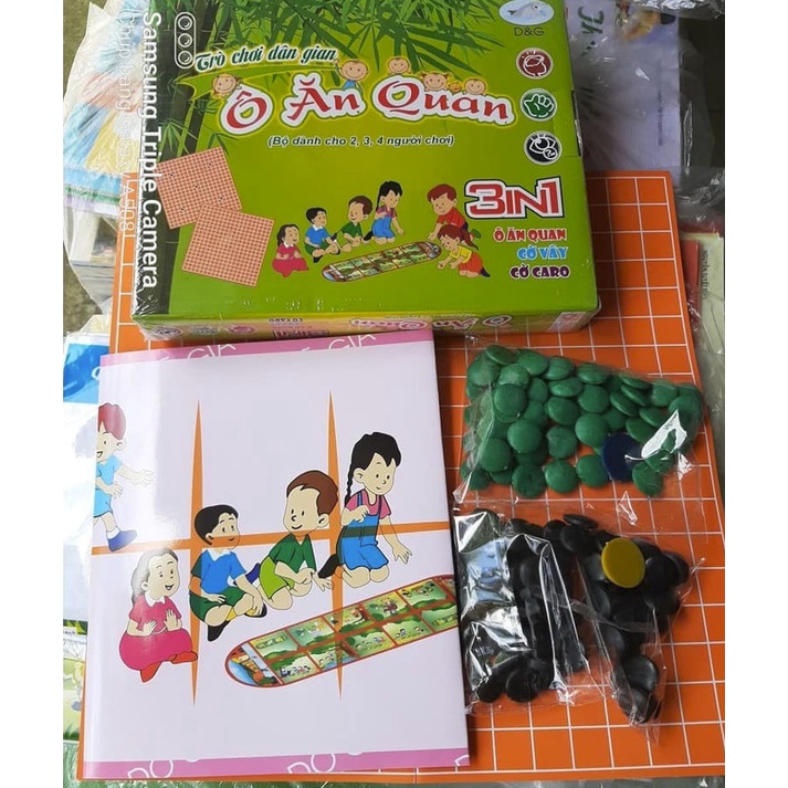 Đồ Chơi Trí Tuệ 3 in 1 - Ô Ăn Quan - Cờ Vây - Cờ Caro - Trò Chơi Dân Gian - Thư Viện Đồ Chơi
