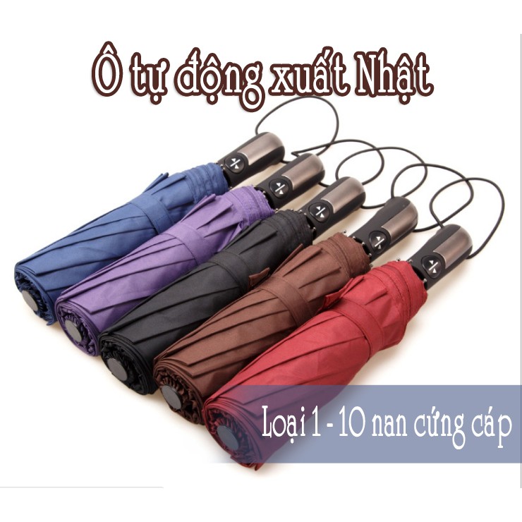 (Freeship) Ô Dù Đi Mưa Mở Nút Tự Động Thiết Kế 10 Nan Kép Bằng Thép 304 Chống Gỉ Chắc Chắn Và Bền Đẹp (loại 1)