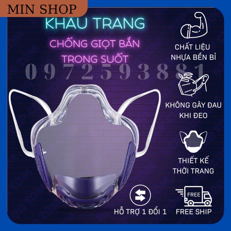 Khẩu Trang Y Tế Trong Suốt ⚡️𝗖𝗛𝗜́𝗡𝗛 𝗛𝗔̃𝗡𝗚⚡️ Bảo Vệ Toàn Diện, Chống Dịch, Dây Đeo Silicon Cao Cấp Tặng Miếng Lọc