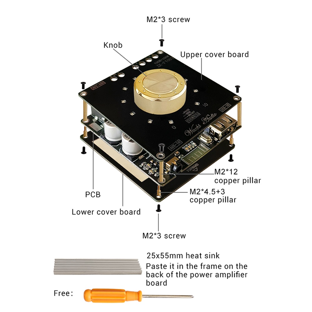 Bộ khuếch đại âm thanh kỹ thuật số ZIQQUCU ZK-F1002 bluetooth 5.1 TPA3116D2 với thẻ AUX / U / USB chuyên dụng