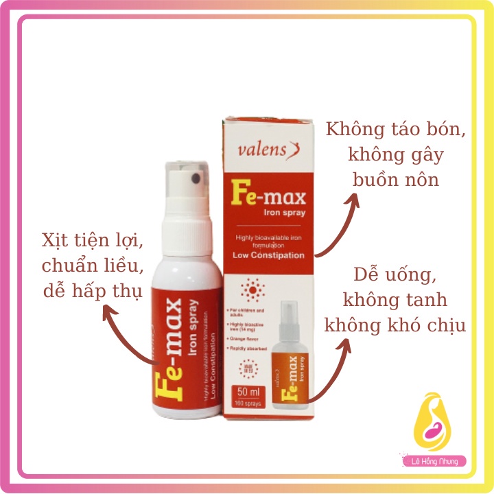 Sắt dạng xịt Fe Max iron spray bổ sung Sắt, Giúp hấp thụ nhanh, giảm nguy cơ thiếu máu