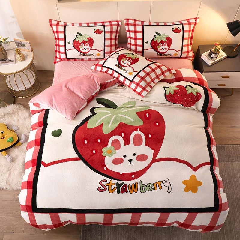 BỘ CHĂN GA GỐI NỈ NHUNG 3D kute dễ thương - mềm mịn ấm | BigBuy360 - bigbuy360.vn