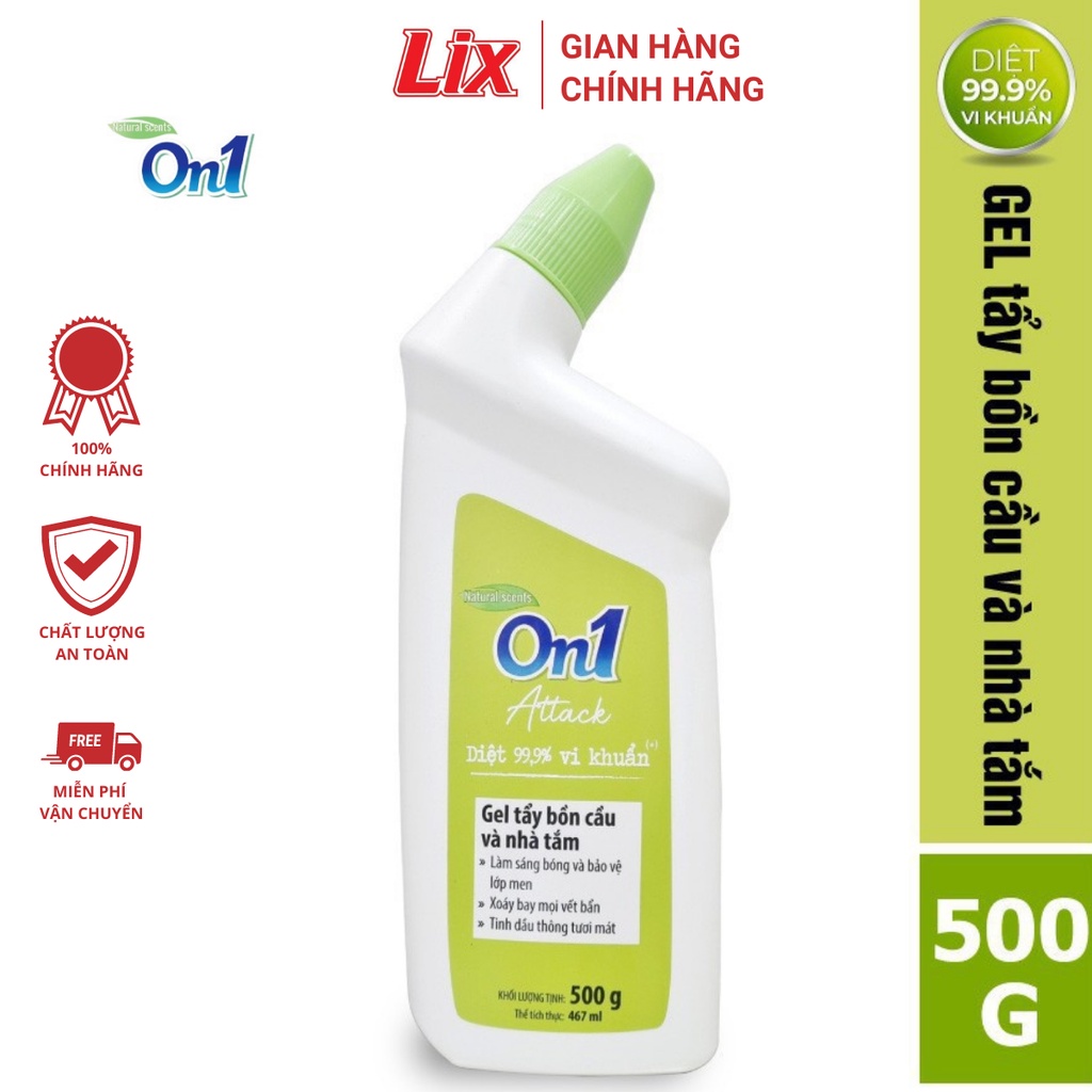 Gel tẩy bồn cầu và nhà tắm On1 dung tích 500G N0501, giúp diệt khuẩn 99,9 %, tẩy ố, làm trắng nhà tắm, bồn cầu hiệu quả