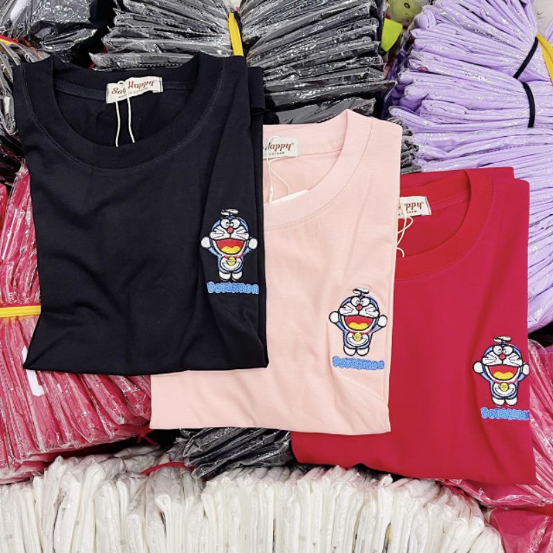 🍑 Áo Thun Say Happy thêu Doremon 🍑