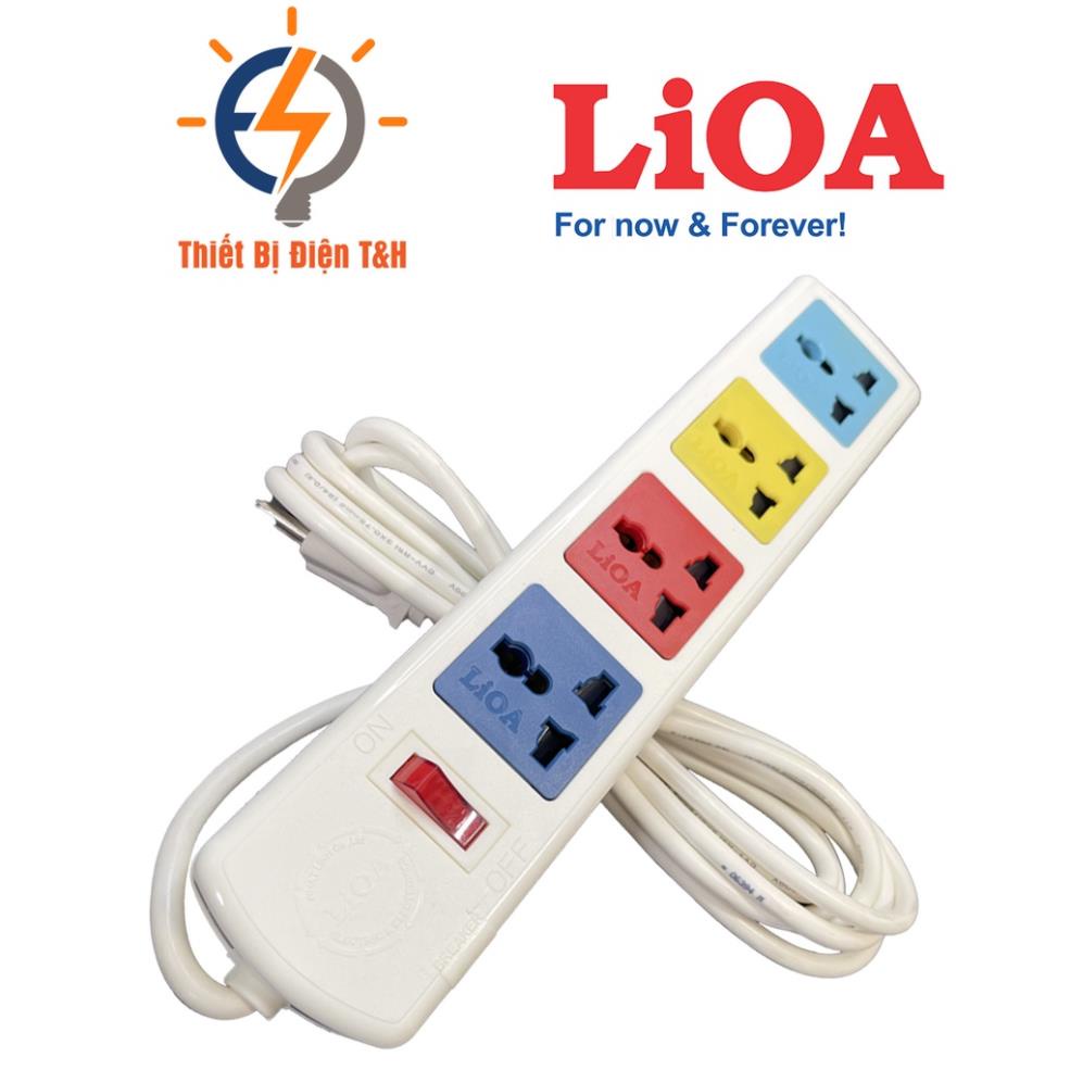 Ổ cắm điện đa năng LIOA, 2200W, 4 ổ cắm, 1 công tắc, dây dài 3M, 5M, 4D32WN - 4D52WN - Thiết Bị Điện T&H