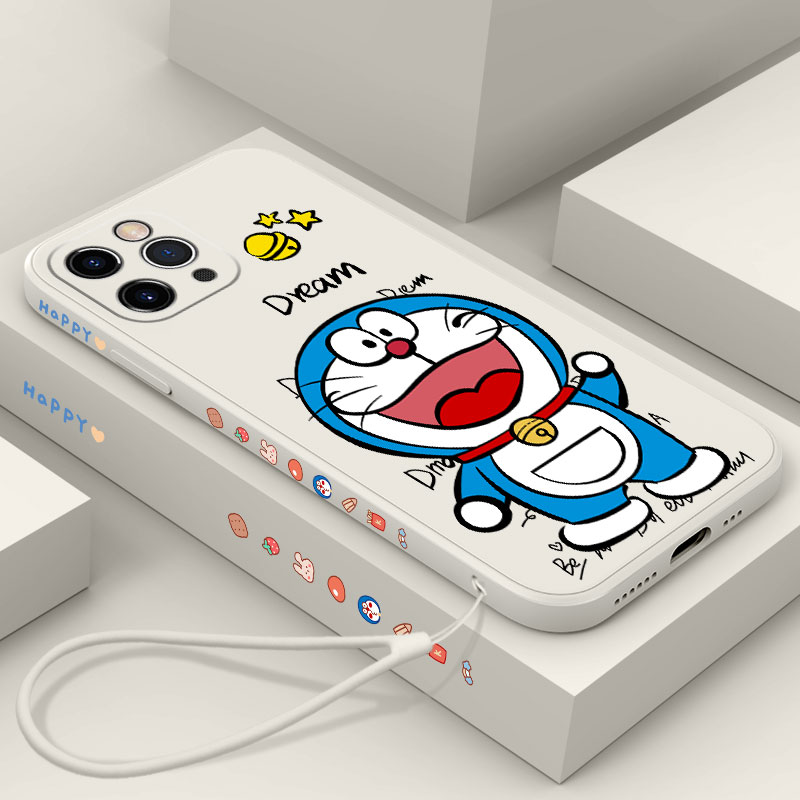 Doraemon Ốp lưng iPhone XS Max iPhoneX Soft TPU Case+Strap Apple iPhone 6s Plus 7/8 Plus Slim Case Cover