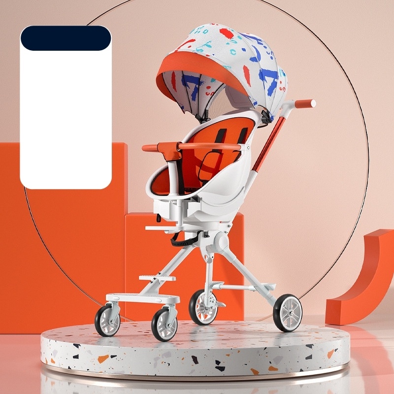 Xe đẩy gấp gọn 2 chiều 3 tư thế cao cấp BABYHOPE có thể ngả được 175 độ có mái che, đệm , lót