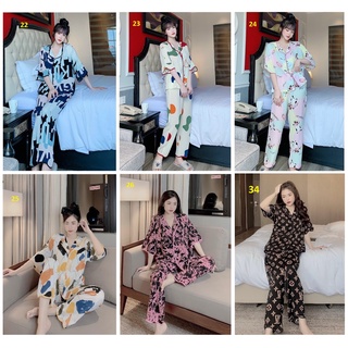 [MUA 2 GIẢM 30%] [50-65kg] Đồ Bộ Lụa Mango - Sóng Cộc Dài Cánh Dơi (P1)