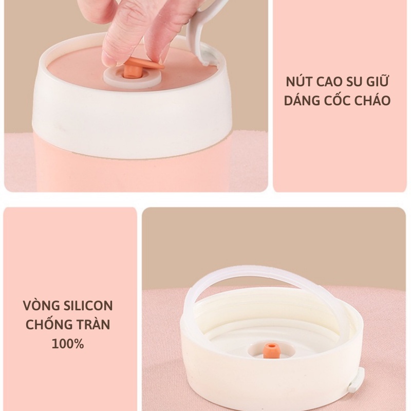 Cốc Đựng Canh Inox 304 Kèm Muỗng Riêng, Hộp Đựng Cháo Canh Soup Bền Đẹp Có Tay Xách Nắp Đậy - Smart Home 1904