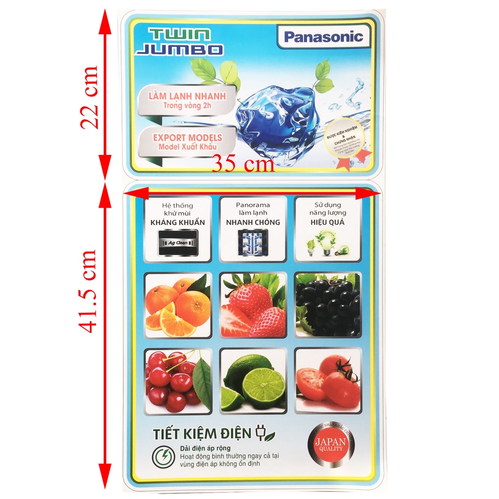 Miếng dán tủ lạnh Pana [TẶNG KEO 2 MẶT] tem dán tủ lạnh Pana