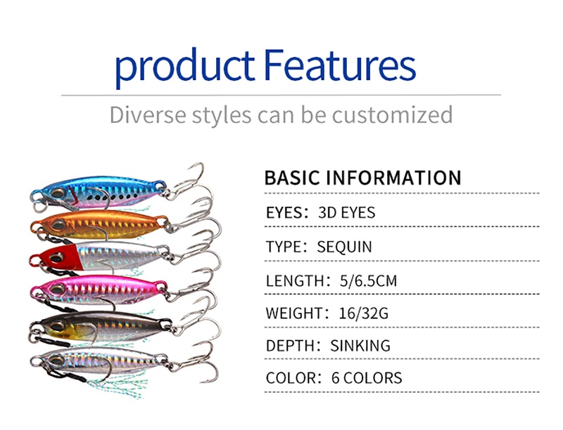 Mồi Câu Cá Giả Bằng Kim Loại 16g / 32g 50mm / 65mm