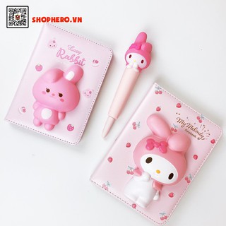 Sổ tay gắn thú mềm Hello Kitty