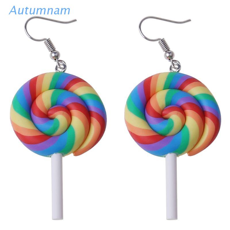 Khuyên tai hình que kem bằng đất sét polymer nhiều màu sắc vui nhộn thời trang cho nữ