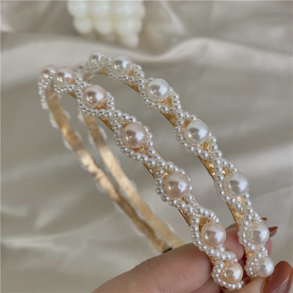New Women Elegant Full Pearls Cross Hairbands Sweet Headband Hair Hoops Holder Ornament Head Band Fashion Hair Accessories