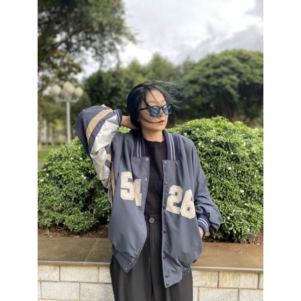 Áo khoác dù nút bấm in chữ cao cấp