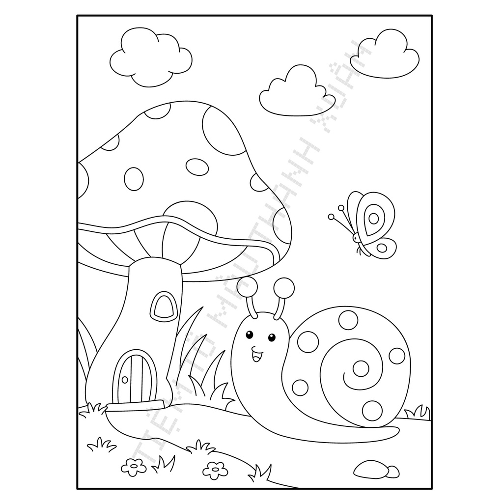 Set 20 Tờ Tranh Tô Màu Hình Ốc Sên Cute Cho Bé Size A5 Màu Sáp, Màu Chì - Tiệm Tô Màu Thanh Xuân